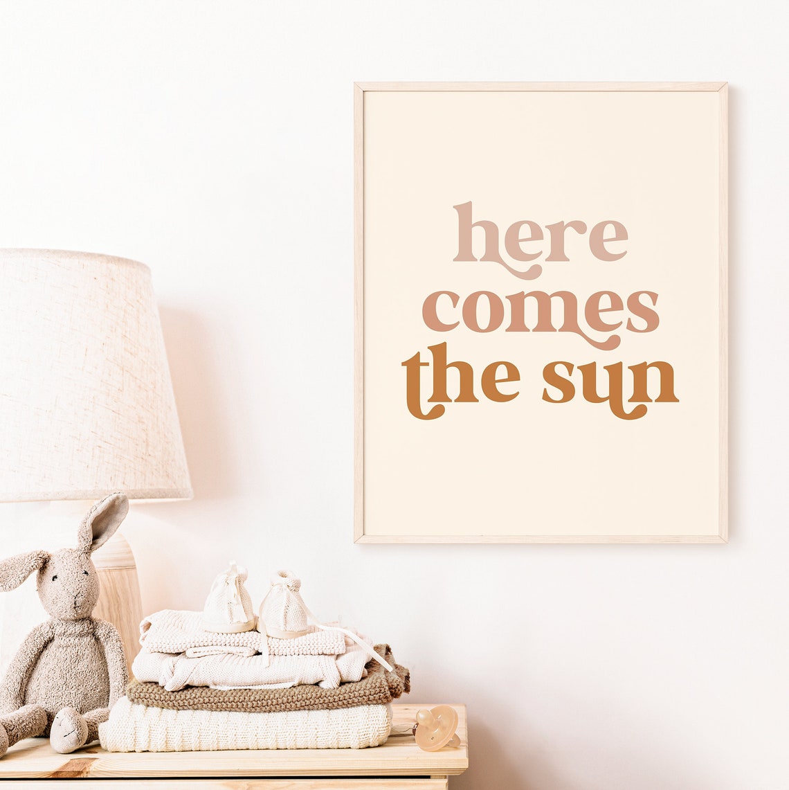 Here Comes The Sun Gradient Typography Minimal Neutral Quote Print - Image 3