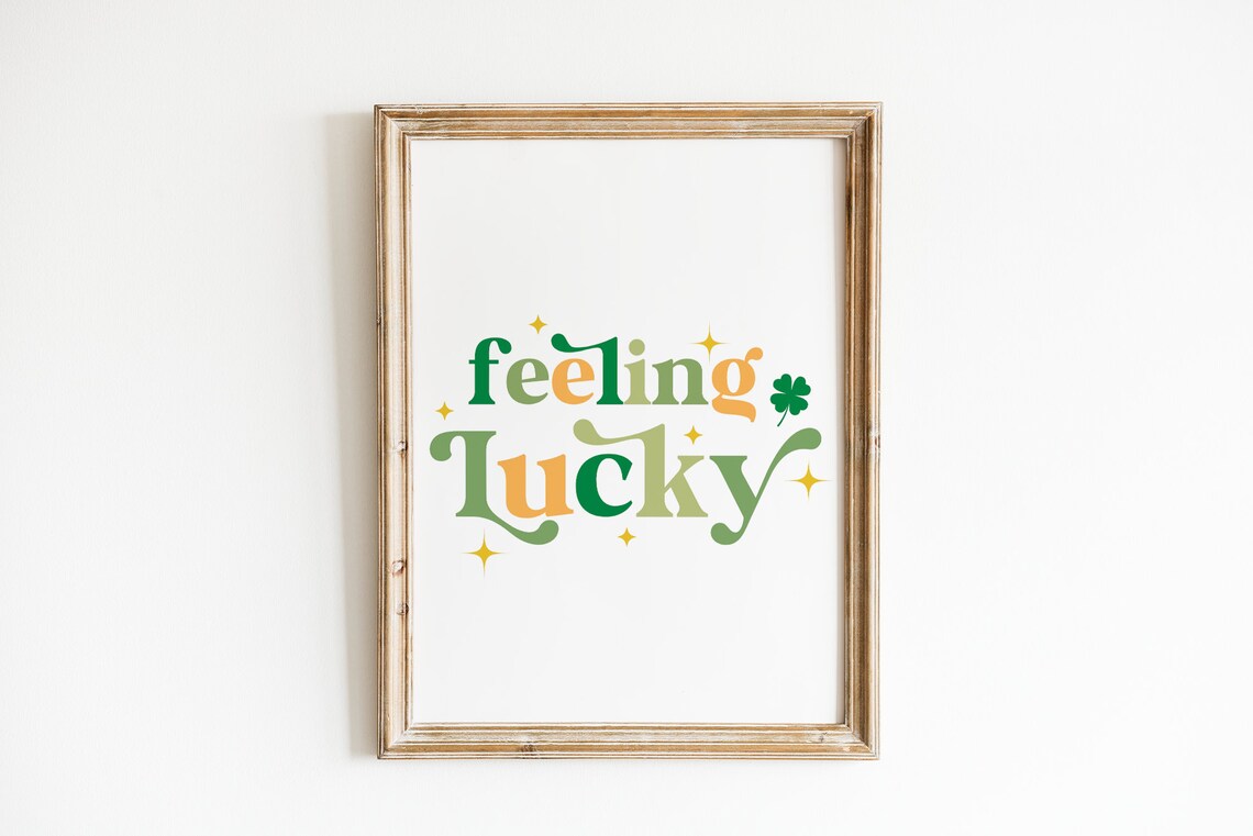 Cheerful Feeling Lucky Green Retro Shamrock St Patricks Wall Art - Image 4