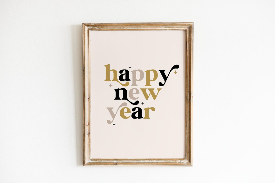 Happy New Year Typography Art Print, Party Decor - Image 5