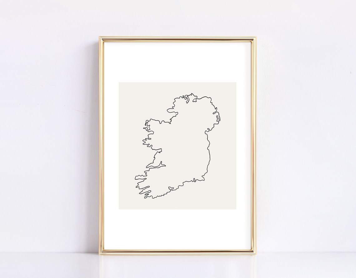 Ireland Outline Fine Minimal Neutral Cream Line Art Wall Art - Image 3
