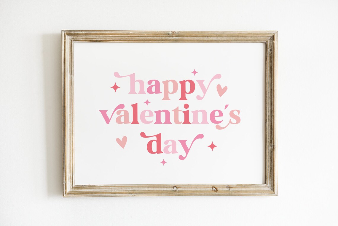 Happy Valentines Day Sign, Classroom Wall Art Print