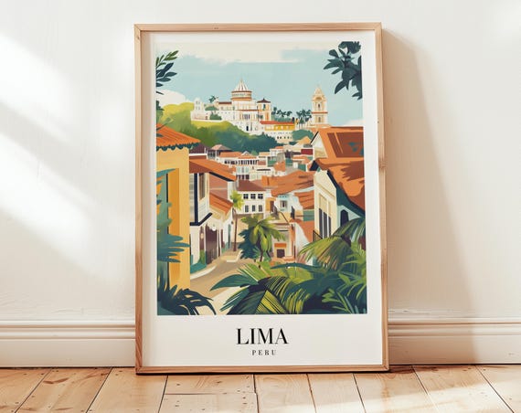 Lima Travel Poster Peru Wall Art South America Latin Soft Color Retro Print Minimalist For Wanderlust Interiors