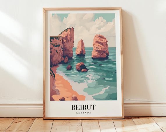 Beirut Retro Minimalist Travel Poster Art Print