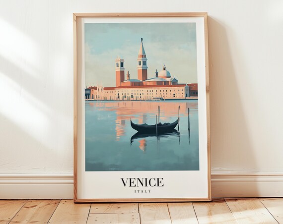 Venice Italy Gondola Canal Vintage Serene Dreamy Romantic Travel Poster