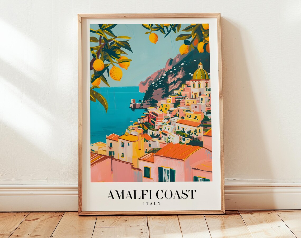 Amalfi Coast Italy Cliffside Town Lemon Grove Seaside Travel Poster
