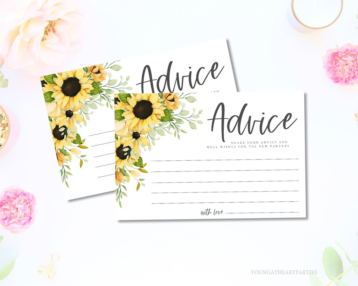 Sunflower Baby Advice Sign Watercolor Floral Baby Shower Decor Poster - Image 5