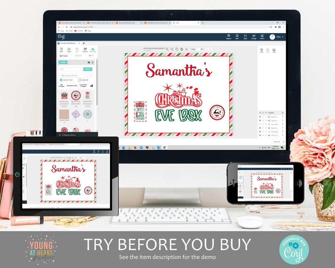 Personalized Christmas Eve Box Lid Topper Label Sticker Poster - Image 4