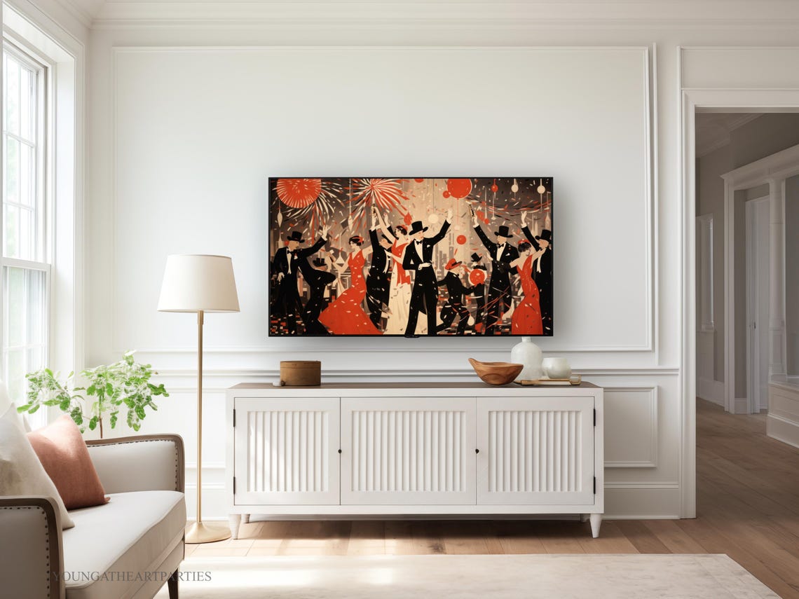 Art Decor New Years Frame Tv Art New Years Eve Art For Tv Frame 1920s Theme New Years Party Tv Art Vintage New Years Eve Art Tv - Image 5