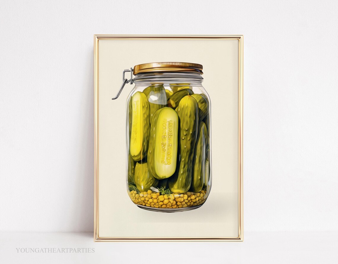 Vintage Pickle Jar Kitchen Decor Art Print for Bar Cart Wall - Image 3