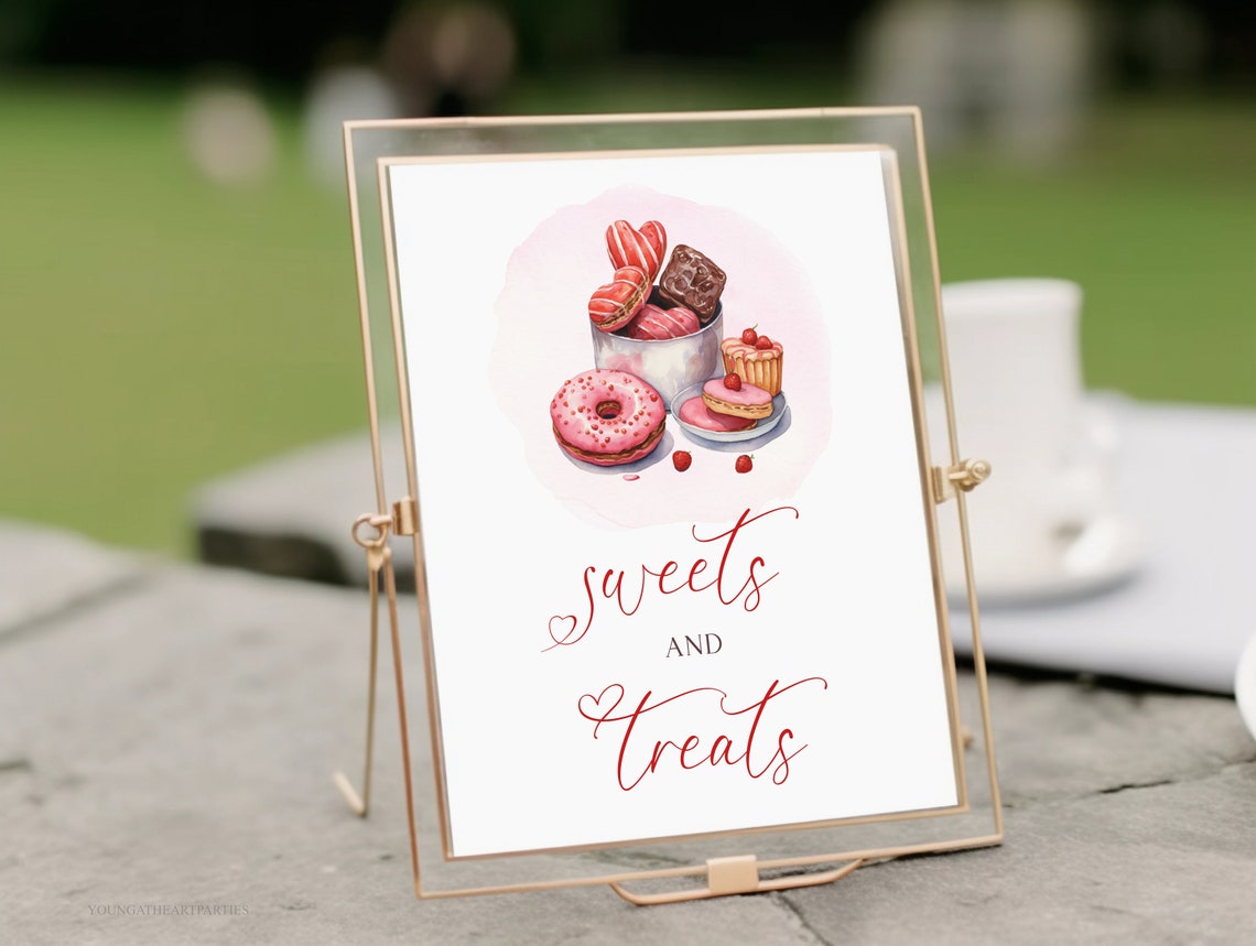 Valentines Themed Party Sweet And Treats Sign Galentines Party Sweet Treats Sign Valentines Party Decor Instant Vt1 - Image 3