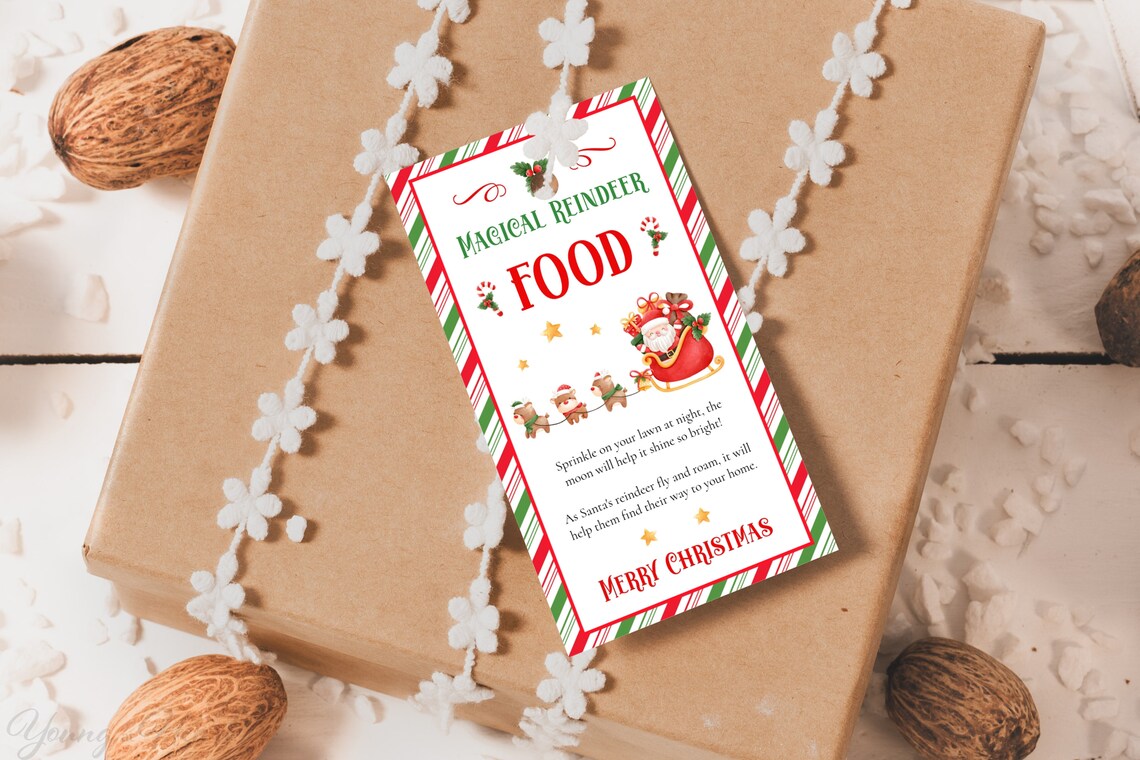 Cute Magical Reindeer Food Christmas Eve Poem Tag Card Poster