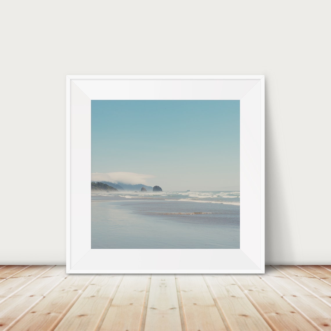 Oregon Coast Sea Stacks Misty Beach Waves Pacific Shore Photo Poster