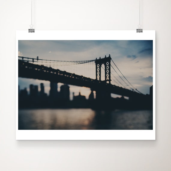New York City Print Photograph Manhattan Bridge Nyc At Night Photography Wanderlust Art