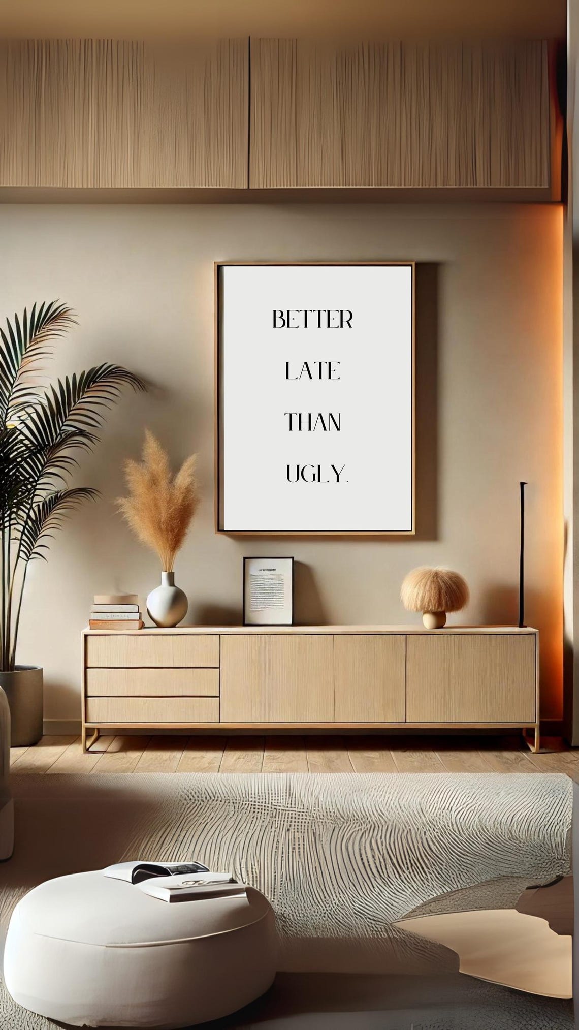 Better Late Than Ugly Print Funny Minimalist Quote Wall Art For Instant - Image 7