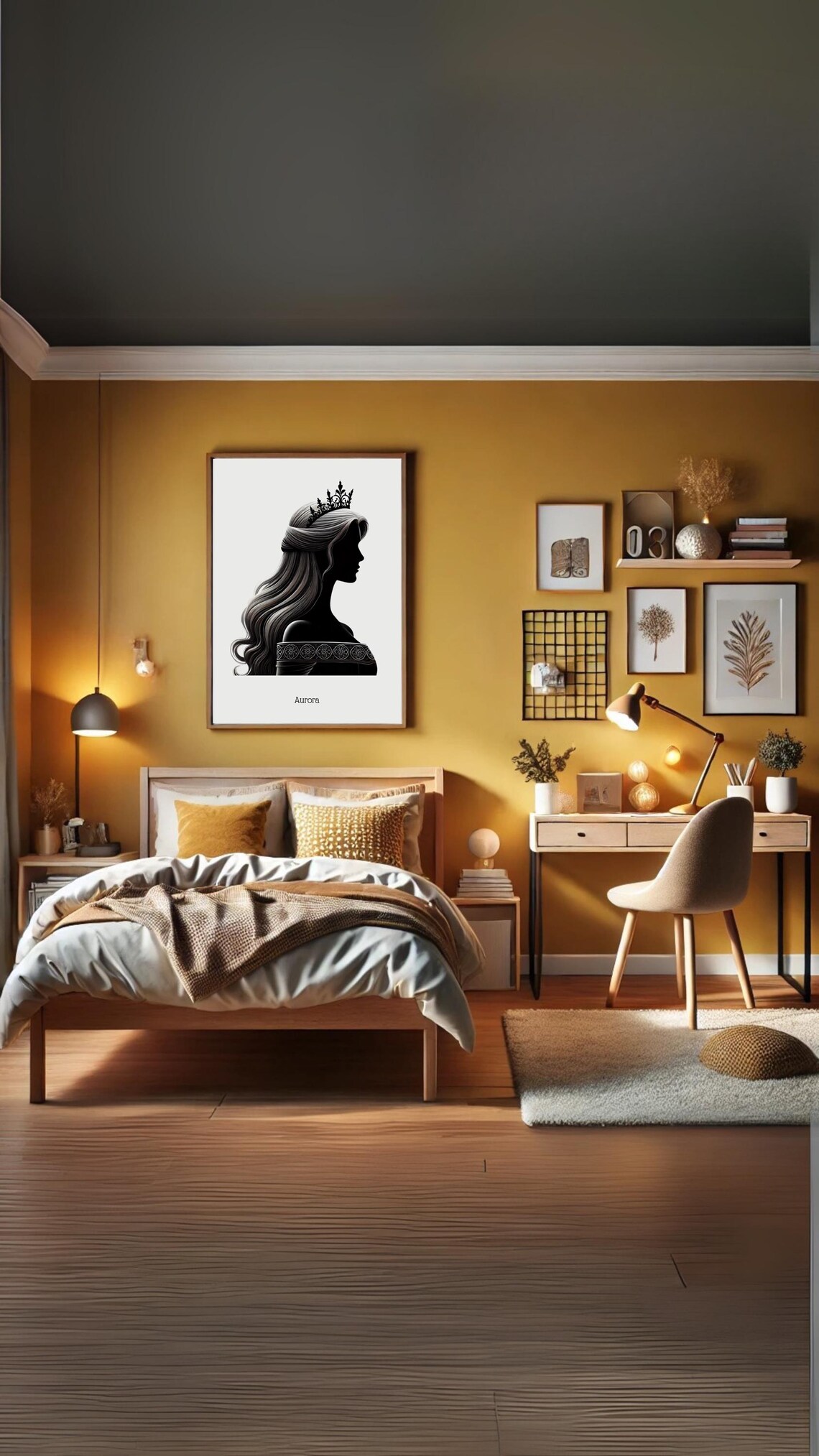 Princess Aurora Silhouette Portrait Fairytale Wall Art For Instant - Image 5