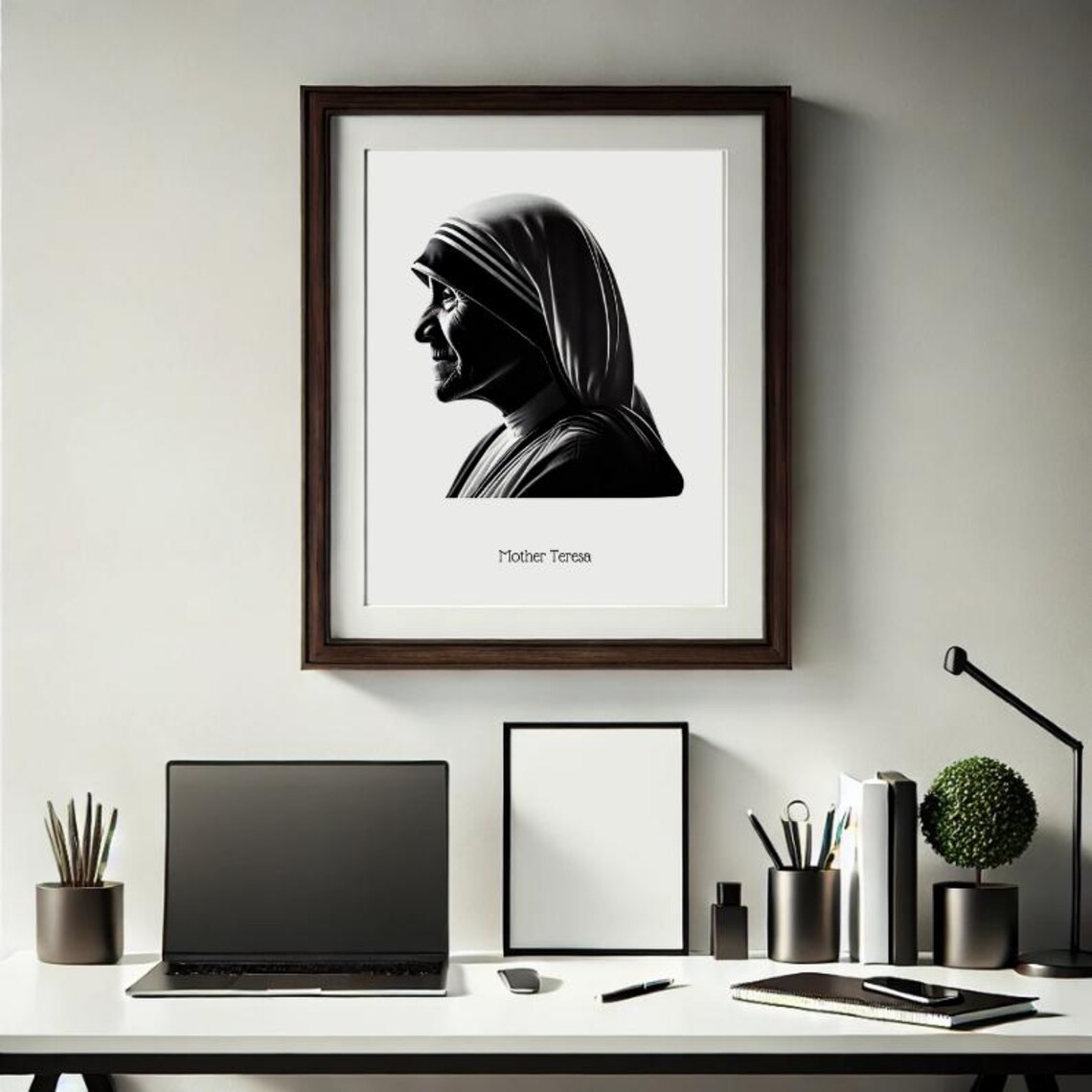 Mother Teresa Profile Silhouette Inspirational Portrait Poster - Image 3