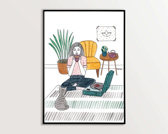 Relax Art Calming Wall Art Illustration Print Relax Print Relax Art Print Calm Wall Art Relaxing Art Print Relaxing Wall Art Hygge