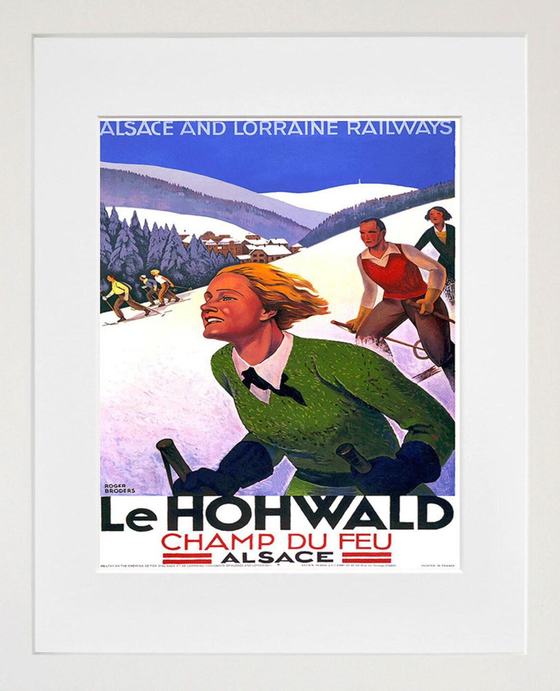 Le Hohwald Champ du Feu Alsace Vintage Ski Poster Roger Broders