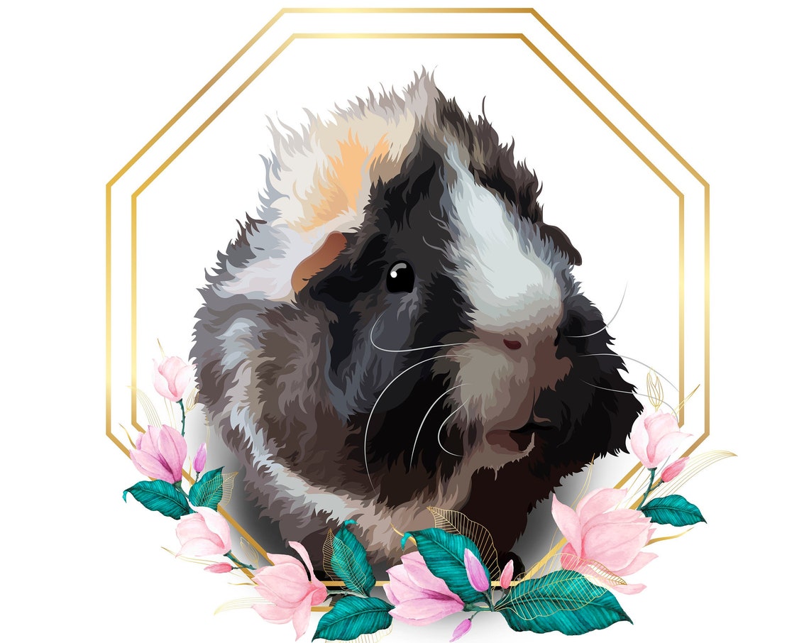 Personalized Guinea Pig Portrait Custom Pet Memorial Gift Wall Art
