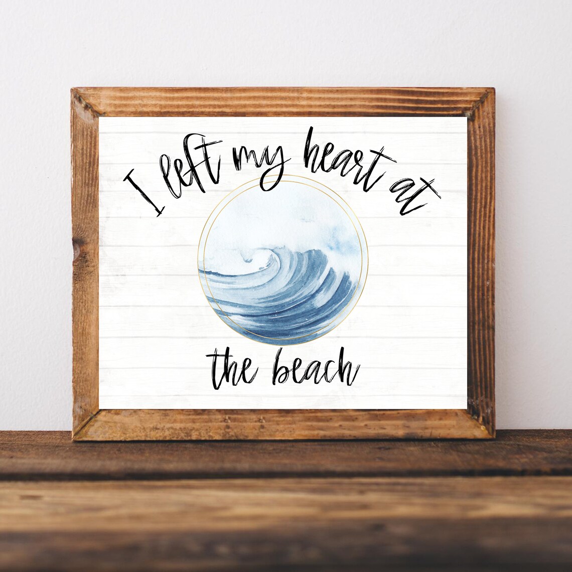 I Left My Heart at the Beach Watercolor Ocean Wave Coastal Poster