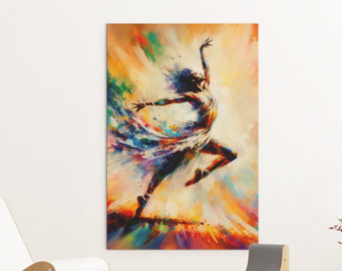 Colorful Woman Dancer Art Abstract Dancing Expressive Dance Choreography Painting Woman Dancing Wall Art Gift - Image 4