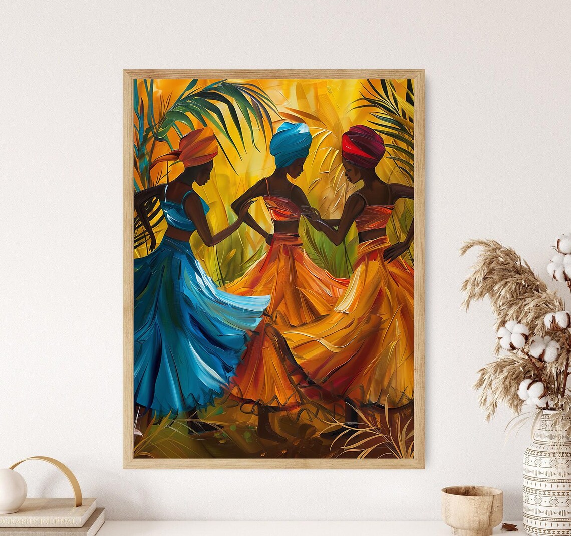 Jamaican Dancers Festive Attire Art Print