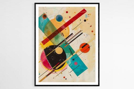 Wassily Kandinsky Style Art Print Abstract Vibrant Wall Decor Modernist Home Accent Unique Housewarming Gift