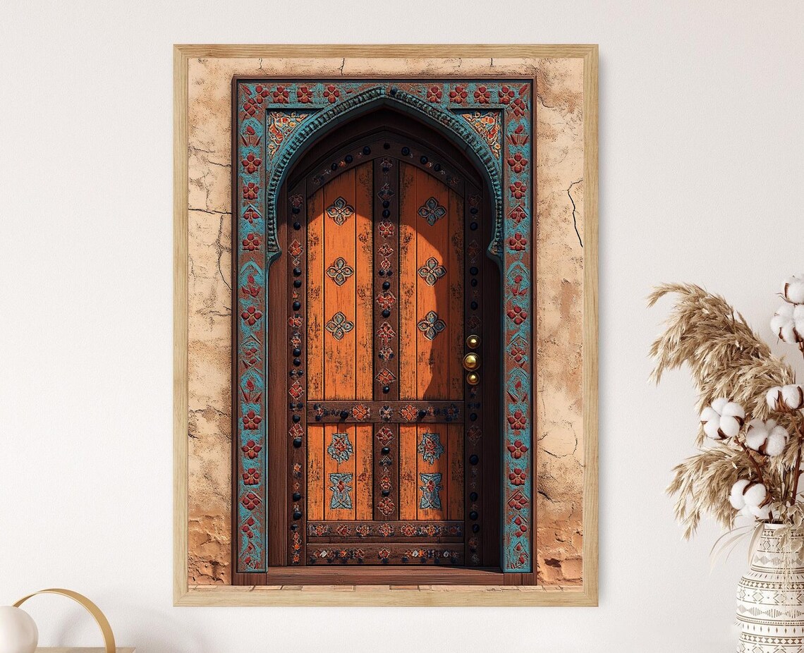 Afghan Hand Carved Wooden Door, Traditional Architecture