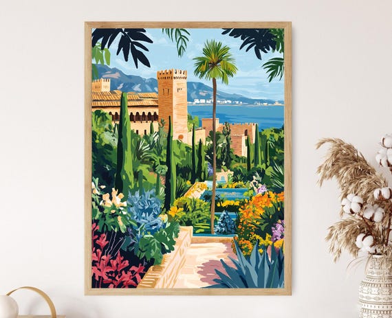 Alcazaba Fortress Art Print Mlaga Andalusian Moorish Architecture