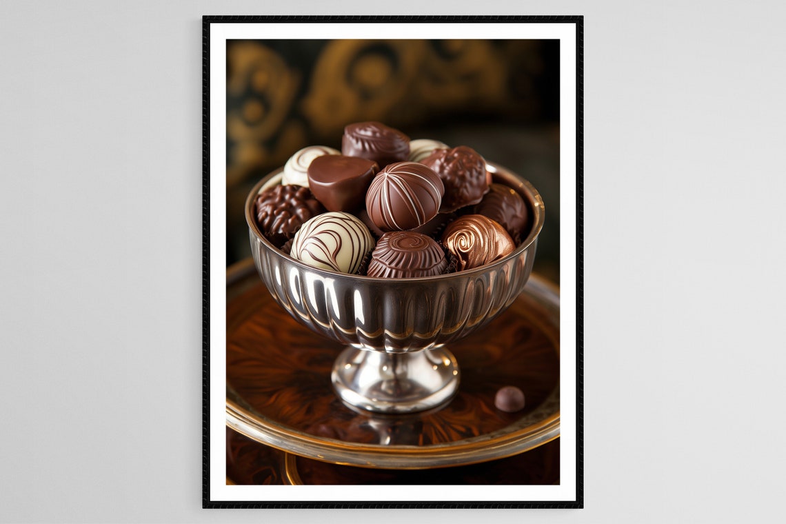 Chocolate Pralines Art Print Elegant Confectionery Wall Art