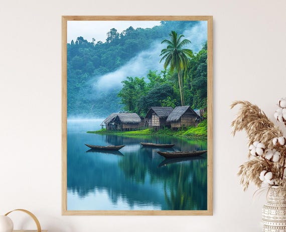 Rangamati Hill Tracts Art Print Bangladesh Tribal Village Kaptai Lake