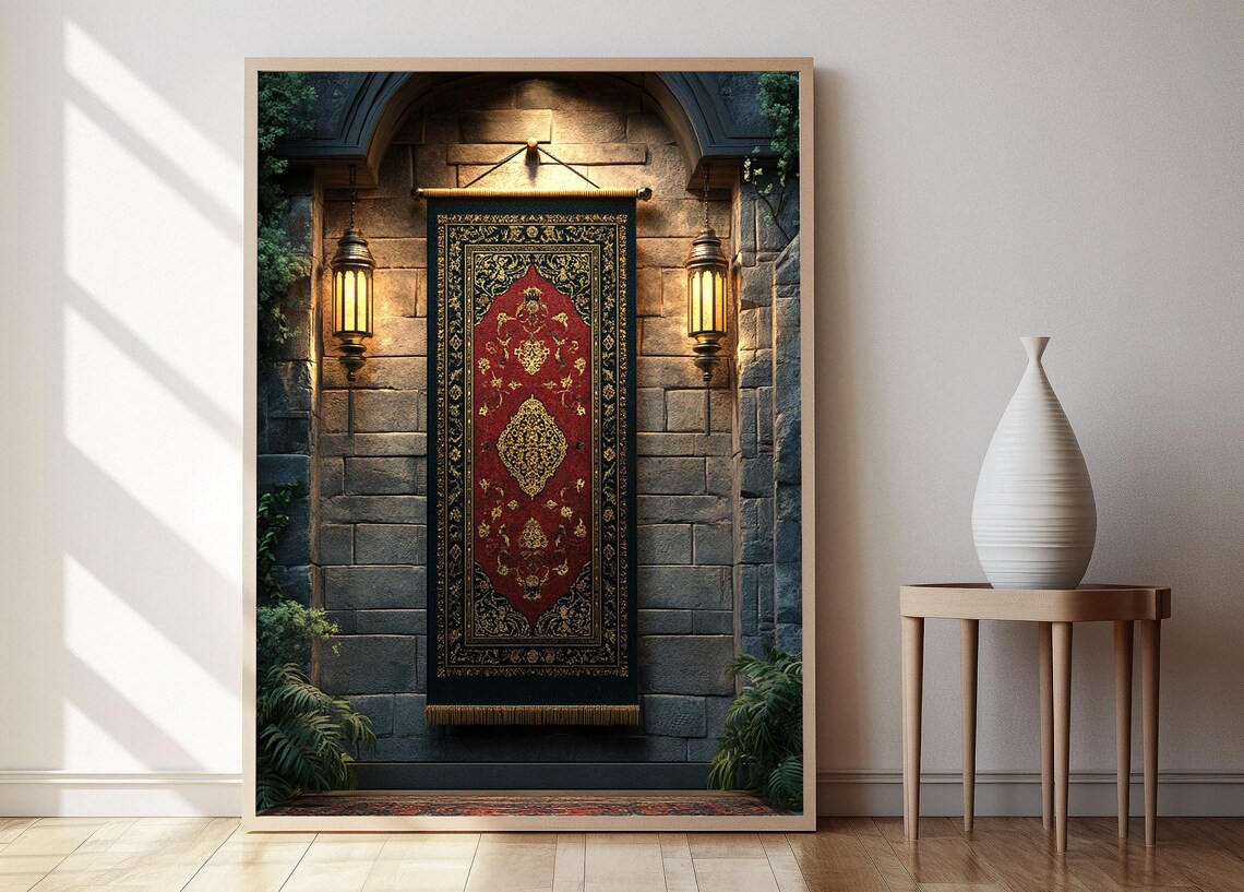 Islamic Textile Wall Hanging, Kufic Calligraphy