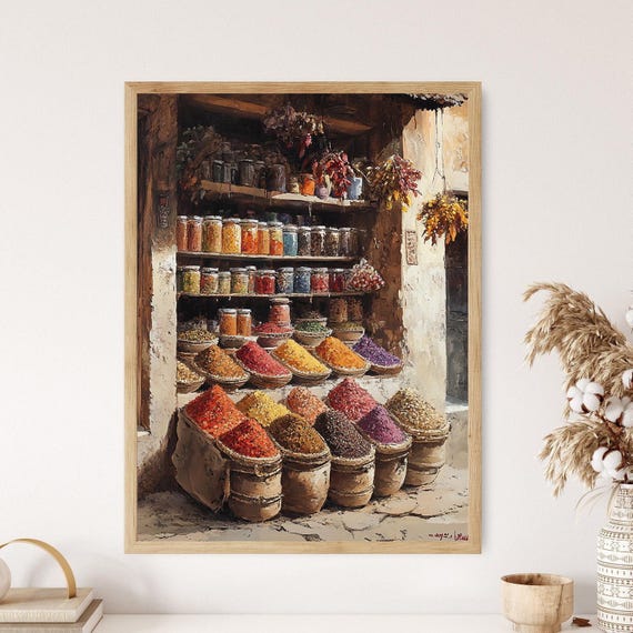 Punjab Spice Store Art Print Colorful Indian Wall Art