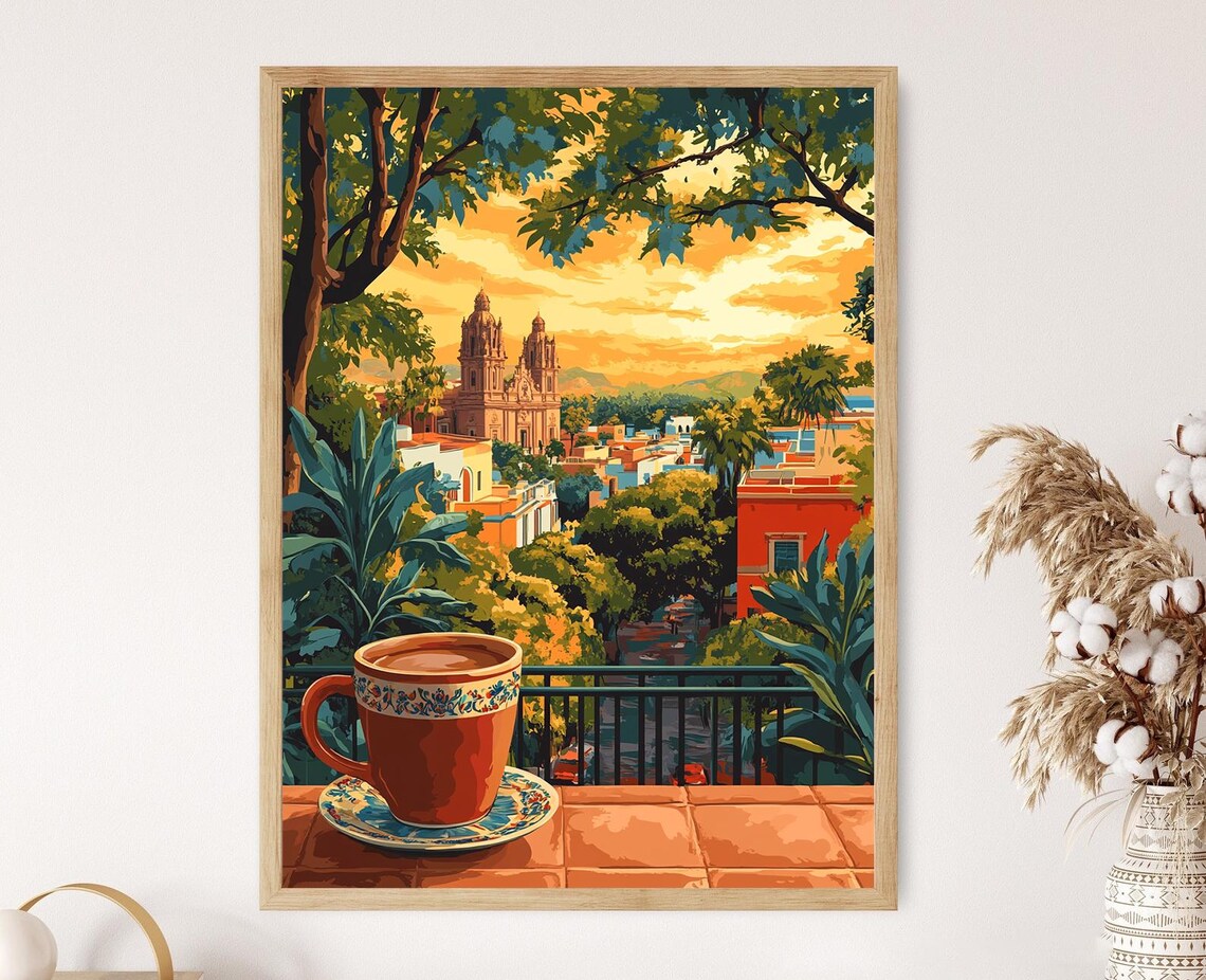 Hot Chocolate in Guadalajara, Talavera Tile Art Print