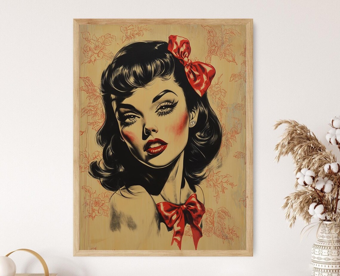 Retro Rockabilly Pin Up Girl, Vintage Style Poster