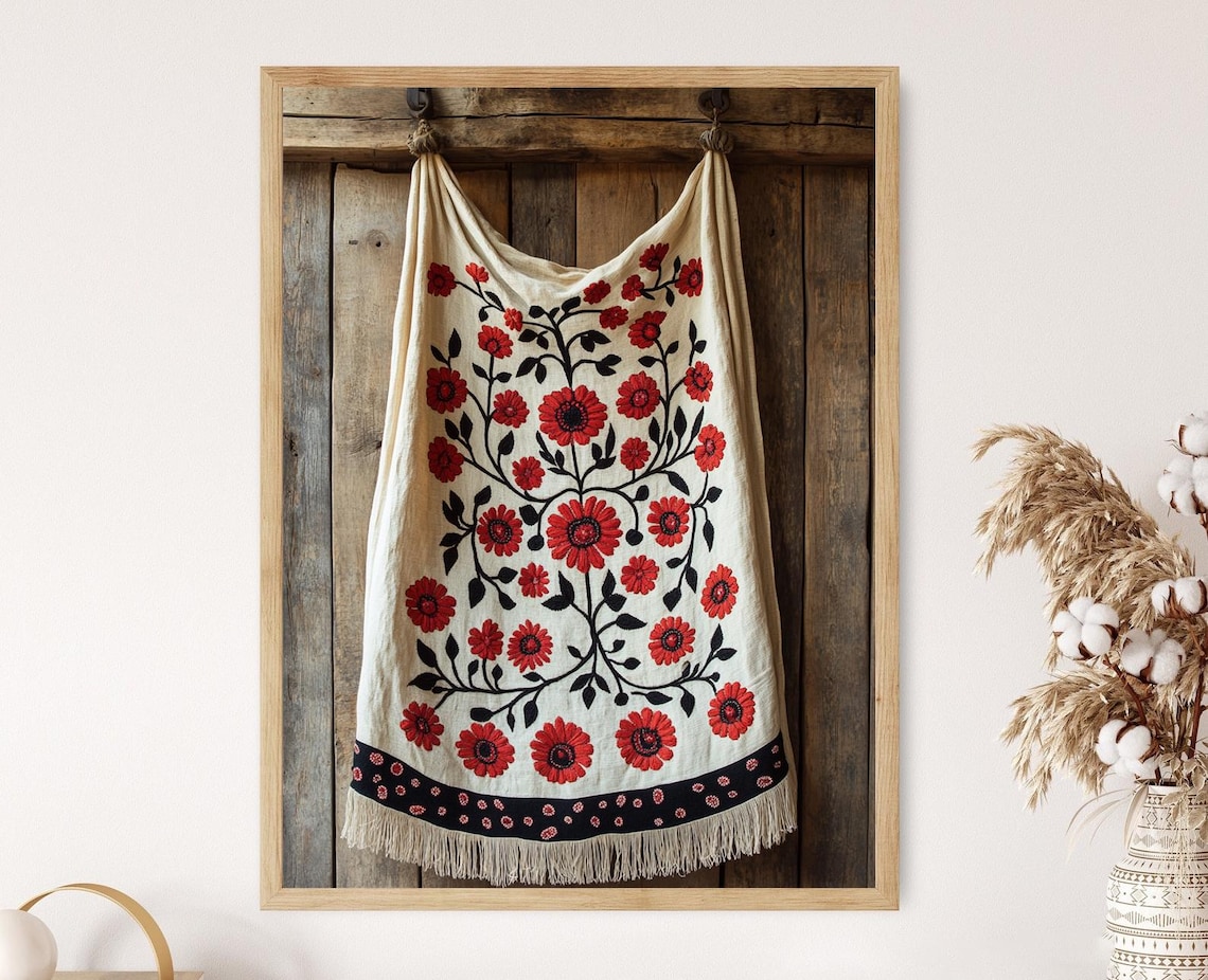 Afghan Suzani Floral Pomegranate Poster Print