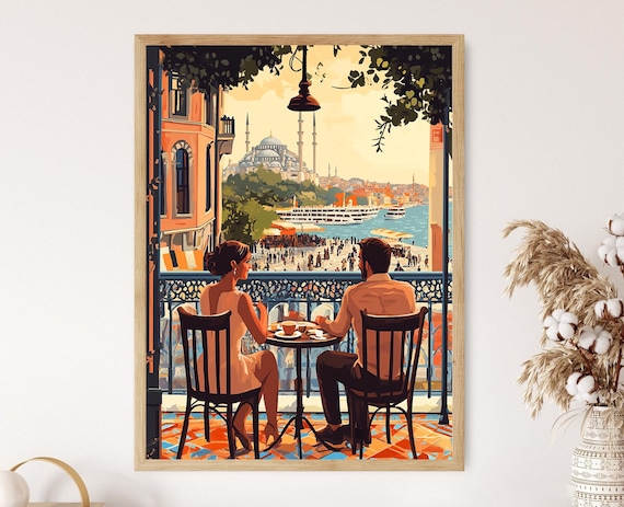 Romantic Turkish Tea Art Print Istanbul Caf Scene