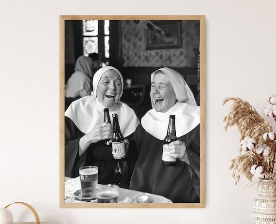 Drunken Nuns Vintage Photo Humor Wall Art Print