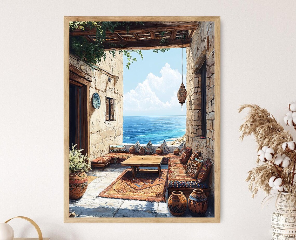 Mogadishu Terrace, Somali Motifs Coastal Art Print