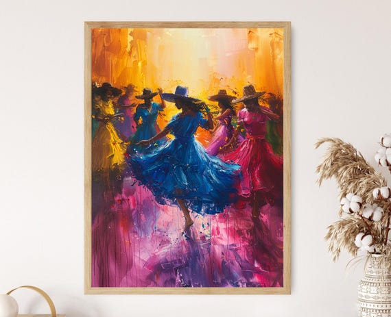 Dynamic Bomba And Plena Dance Painting Puerto Rican Tradition And Rhythm