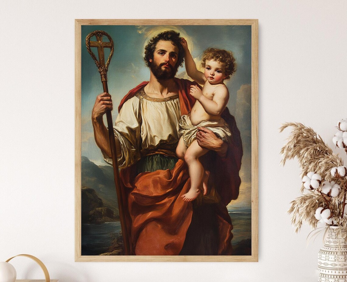 Saint Christopher Catholic Religious Illustration, Gift