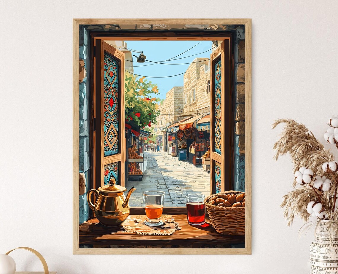 Nablus Wooden Window, Palestinian Market Art Print