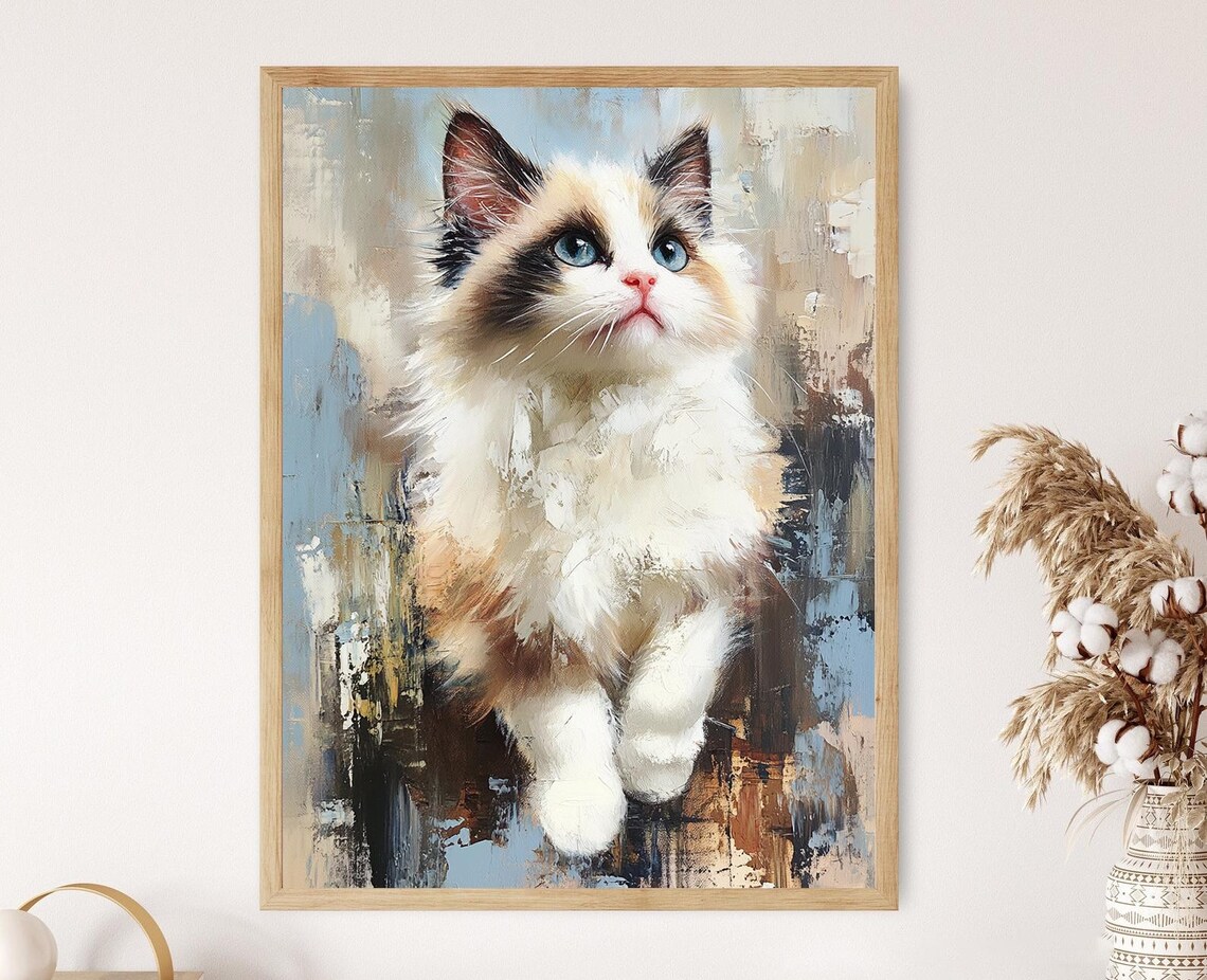 Ragdoll Cat Art Print, Cute Cat Lovers Decor