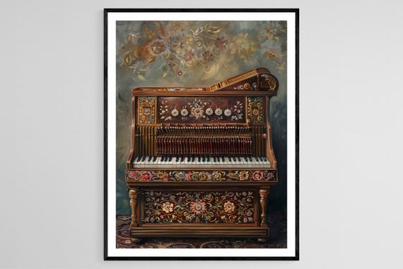 Classic Harmonium With Detailed Craftsmanship Art Traditional Indian Musical Instrument Painting