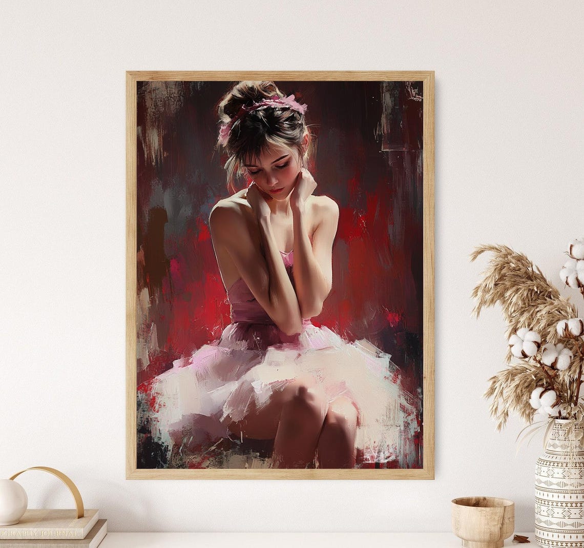 Ballet Elegance Expressive Oil Painting Of A Dancer White Tutu Art Print