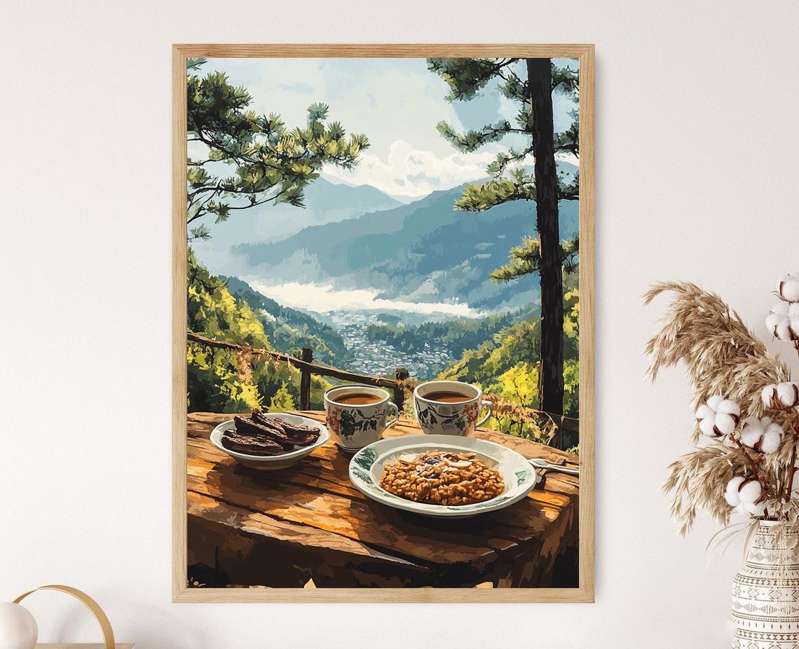 Champorado Breakfast In Baguio Misty Pine Forest Scene Filipino Heritage Print
