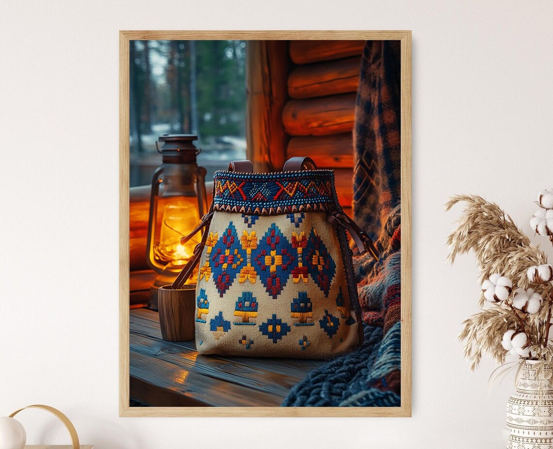 Sami Leather Pouch Illustration Duodji Embroidery Traditional Nordic Craft