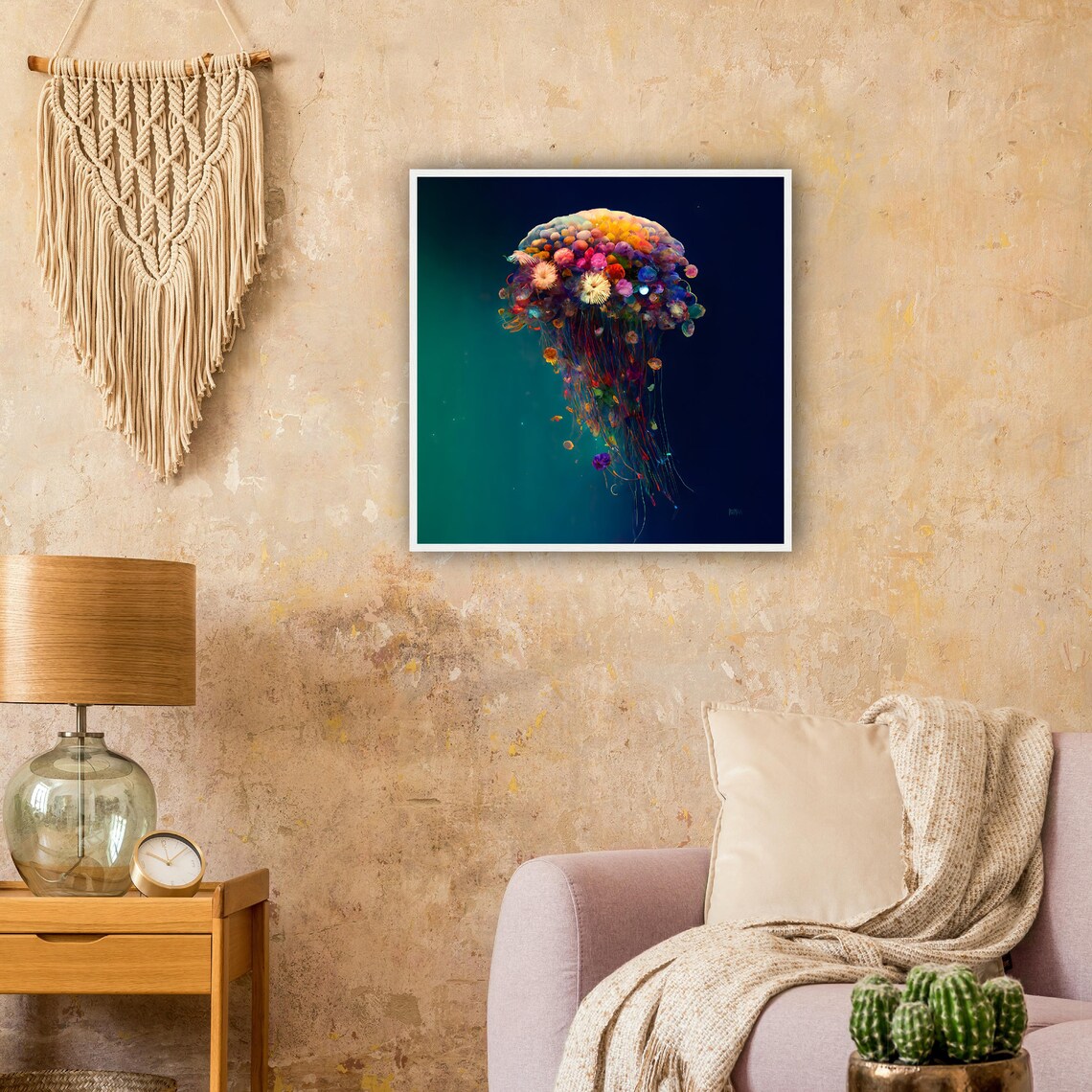 Jellyfish Ocean Life Oil-Style Art Print - Image 4