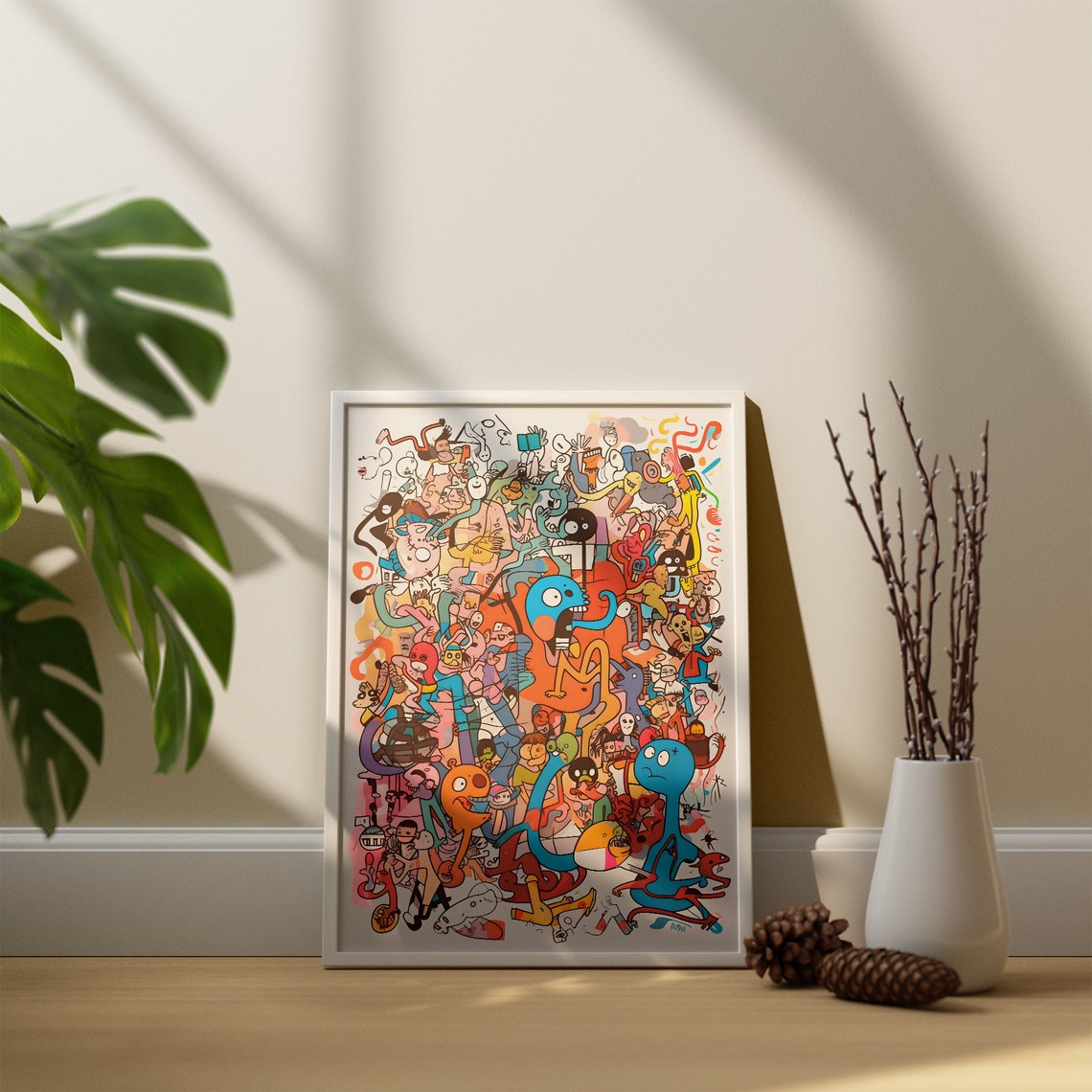 Colorful Cartoon Doodle Monster Collage Fun Street Art Style Poster - Image 4