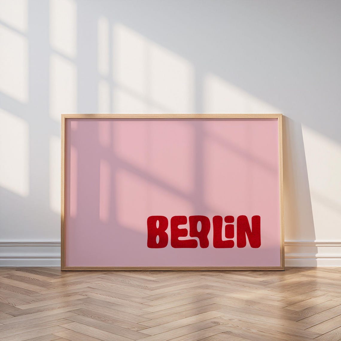Berlin Bold Red Typography Pink Minimalist German City Gallery Print